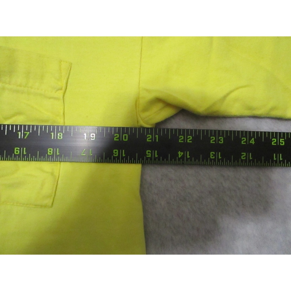 Vintage Selvedge Pocket Shirt‎ Mens M Yellow Vibrant Single Stitch 90s Boxy Fit - Picture 6 of 9